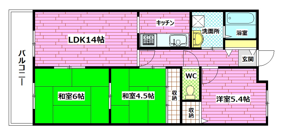 安芸郡府中町青崎東のマンションの間取り