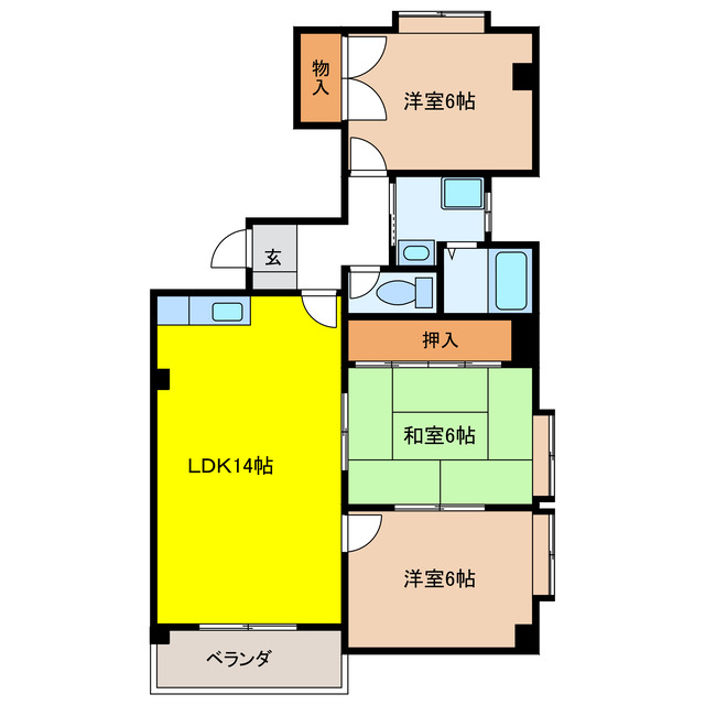 岐阜市江川町のマンションの間取り