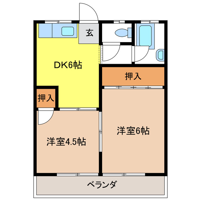 岐阜県岐阜市鷺山（マンション）の賃貸物件の間取り