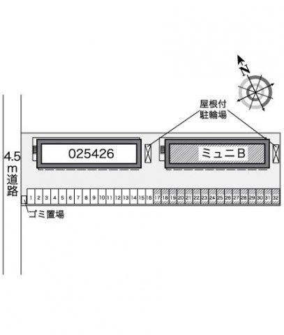 【レオパレスミュニＢの駐車場】