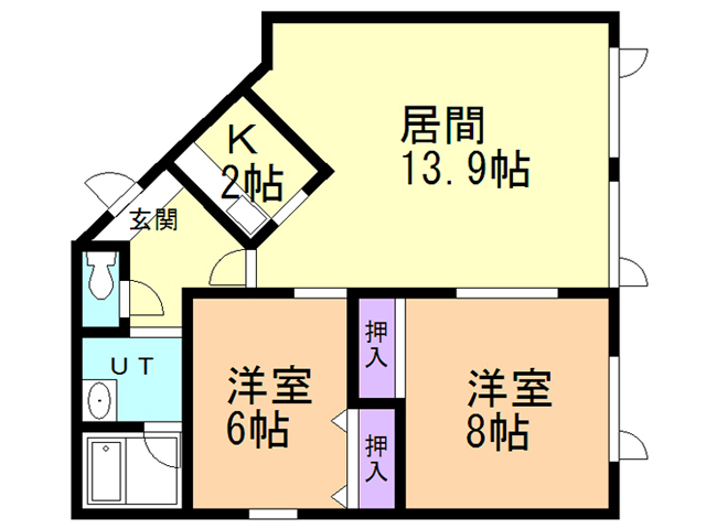 【函館市川原町のマンションの間取り】