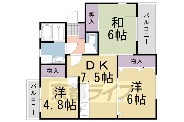 カーサＮＡＫＡＭＵＲＡの間取り