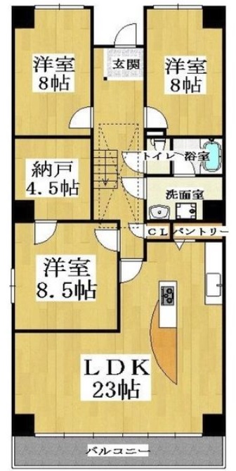 大阪市中央区内本町のマンションの間取り