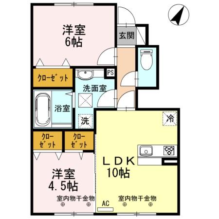 Ｄ－ｒｏｏｍ小矢部　D棟の間取り