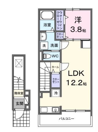 尾道市高須町のアパートの間取り