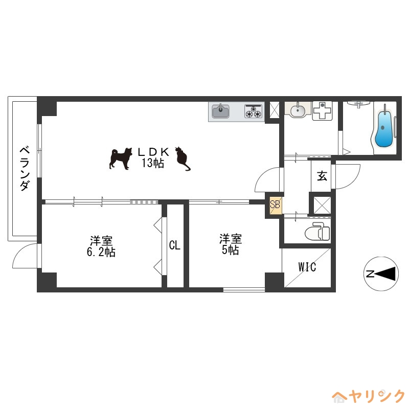 名古屋市西区花の木のマンションの間取り