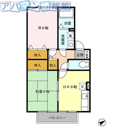 【新潟市秋葉区西古津のアパートの間取り】