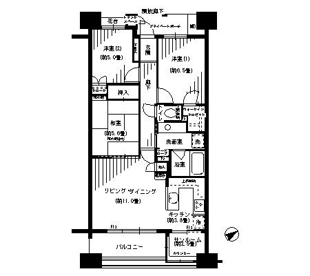 【パークホームズ東神奈川ステーションアリーナの間取り】