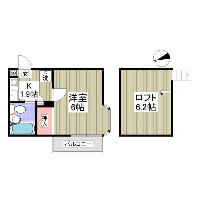 鎌ケ谷市北中沢のアパートの間取り