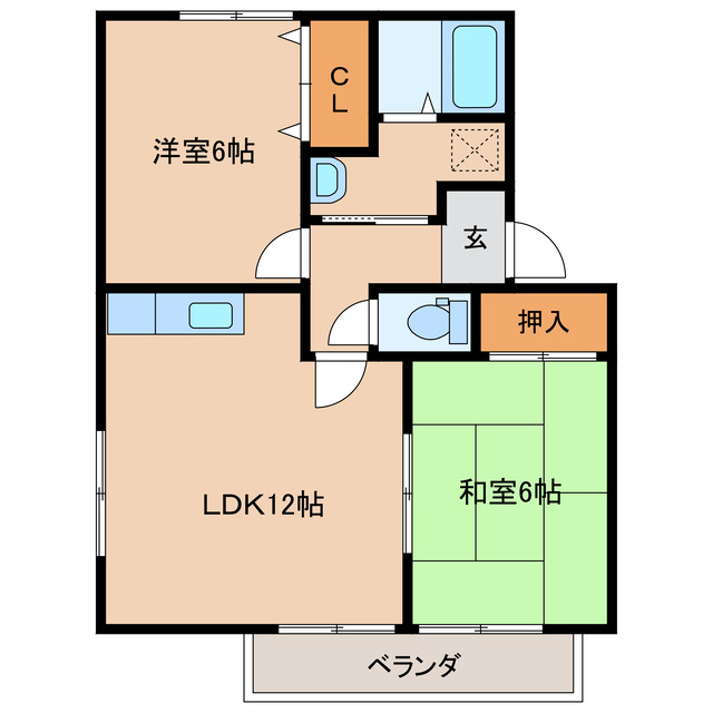 都城市南鷹尾町のアパートの間取り