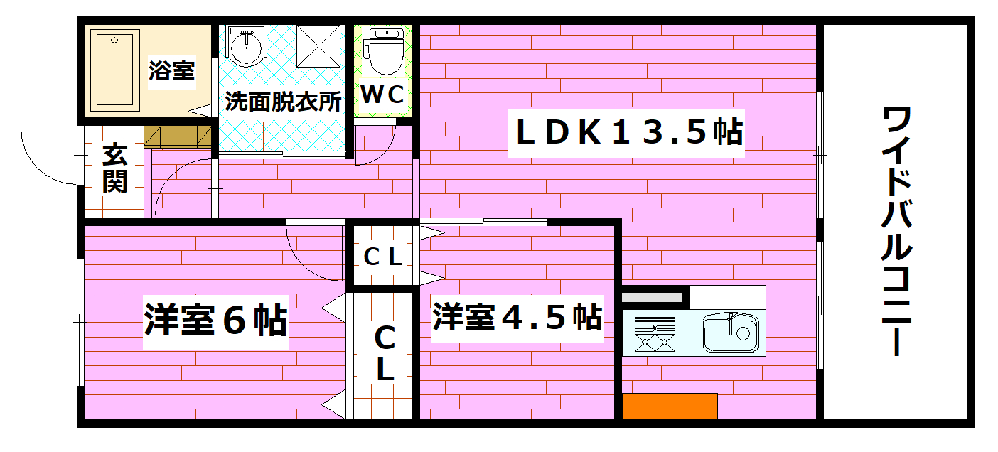 広島市南区南大河町のアパートの間取り