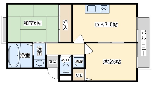 茨木市東太田のアパートの間取り