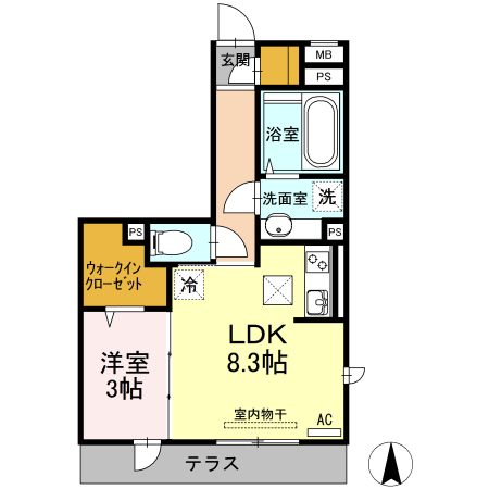 熊本市中央区琴平本町のアパートの間取り