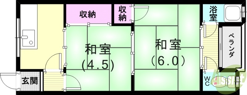 神戸市須磨区北町のアパートの間取り