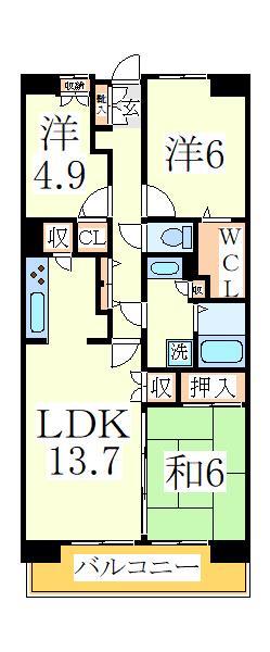 白井市冨士のマンションの間取り