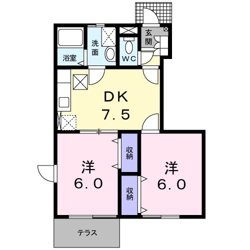 南さつま市加世田川畑のアパートの間取り