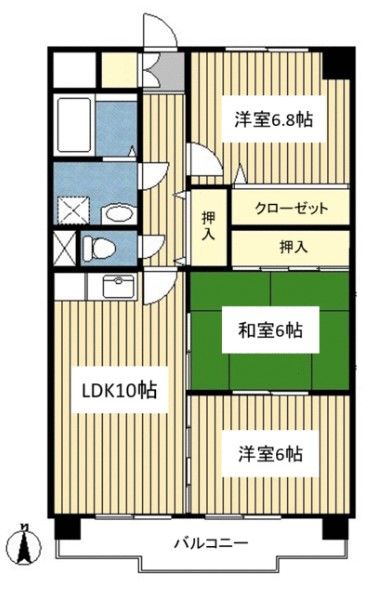 【横浜市都筑区牛久保のマンションの間取り】