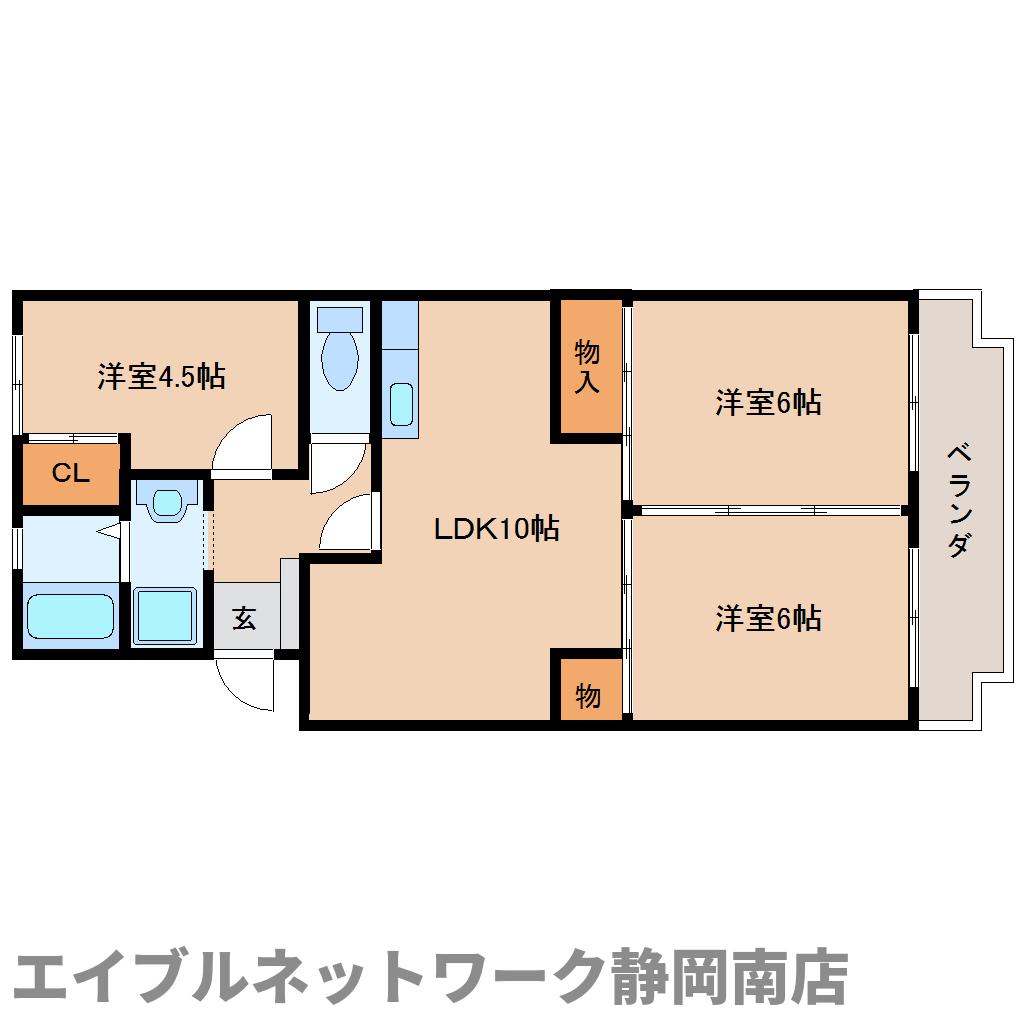 静岡市駿河区小鹿のマンションの間取り