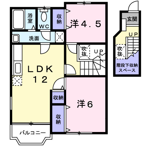 甲府市山宮町のアパートの間取り