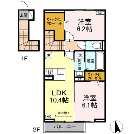 福山市新市町大字新市のアパートの間取り