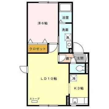 函館市富岡町のアパートの間取り