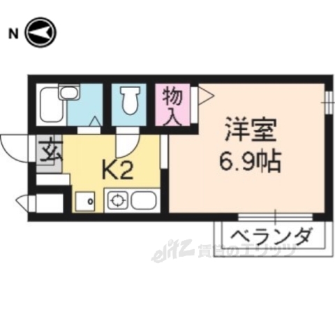 京都市左京区田中里ノ前町のマンションの間取り