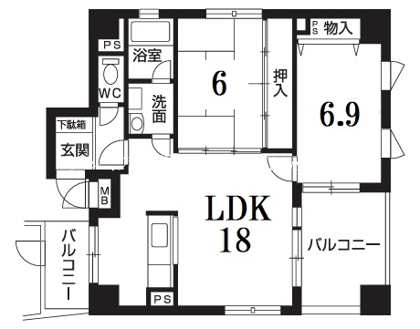 【京都市上京区伊勢屋町のマンションの間取り】