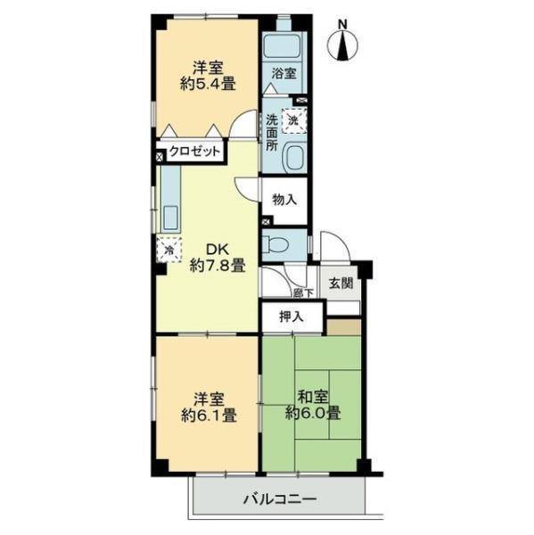 東温市野田のマンションの間取り