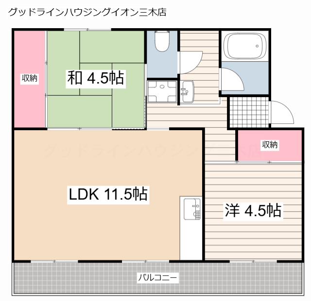 ビレッジハウス志染10号棟の間取り