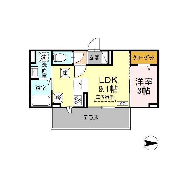 【Ｄ－ｒｏｏｍ　（仮）中央市中楯の間取り】