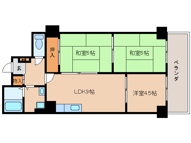 近鉄奈良線 近鉄奈良駅 徒歩7分 7階建 築39年の間取り写真