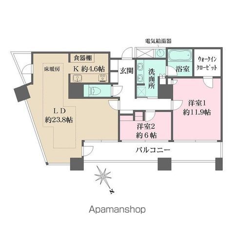 都営大江戸線 西新宿五丁目駅 徒歩7分 60階建 築10年の間取り写真
