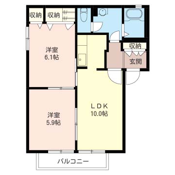 カーサ飯島 2LDK~50平米P1台付!の間取り写真