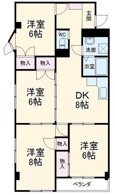 岐阜市西鶉のマンションの間取り