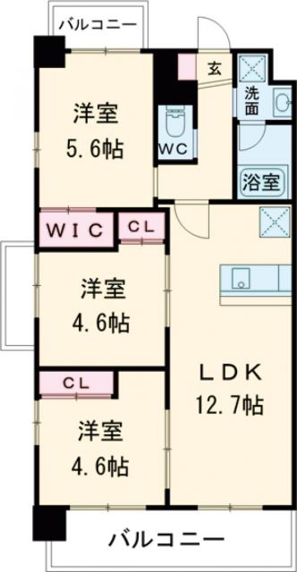 北九州市若松区童子丸のマンションの間取り