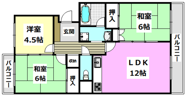 箕面市小野原東のマンションの間取り