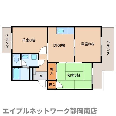 焼津市五ケ堀之内のマンションの間取り