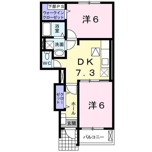 行橋市大字下津熊のアパートの間取り