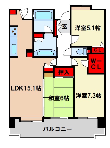 【サンビューラー美しが丘の間取り】