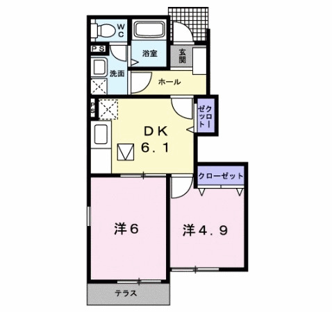 行橋市大字矢留のアパートの間取り