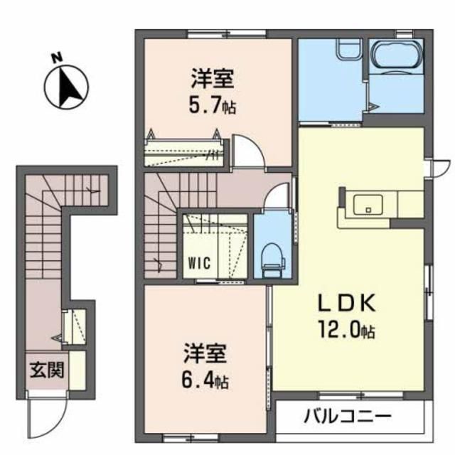 伊達市馬場口のアパートの間取り