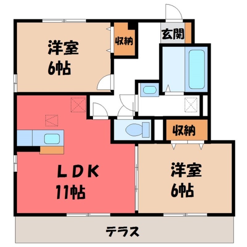 小山市大字羽川のアパートの間取り