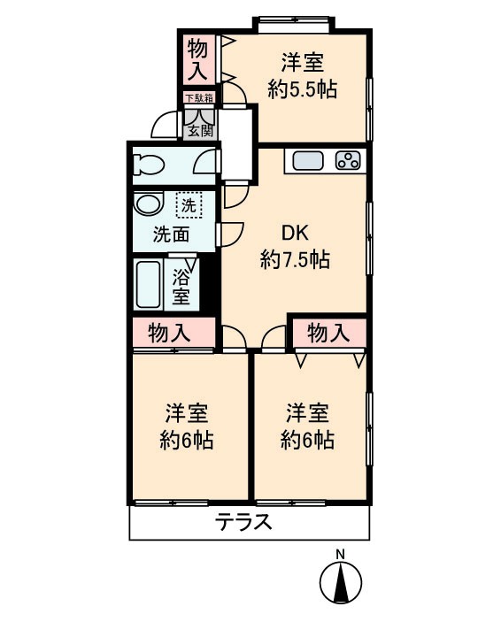 茅ヶ崎市旭が丘のアパートの間取り