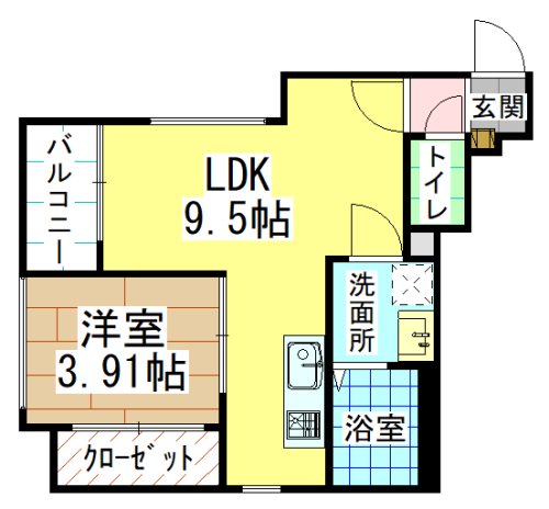 北九州市八幡西区折尾のアパートの間取り