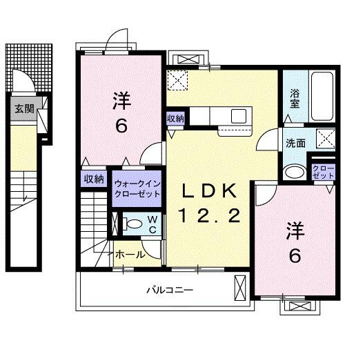 天草市本渡町本戸馬場のアパートの間取り