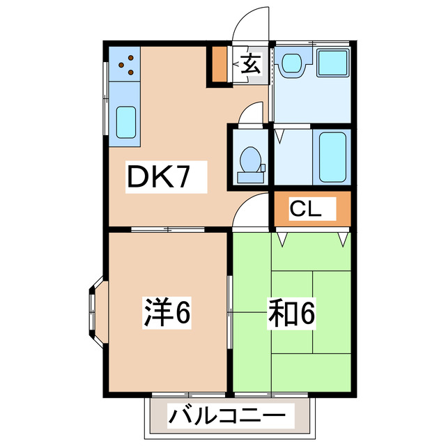 郡山市大槻町のアパートの間取り