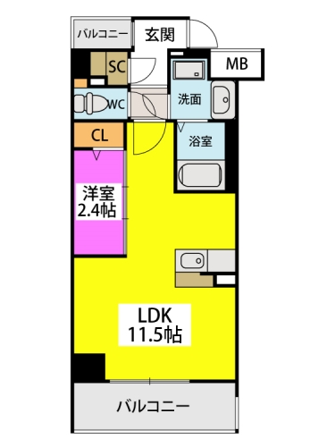 福岡市東区香椎駅前のマンションの間取り