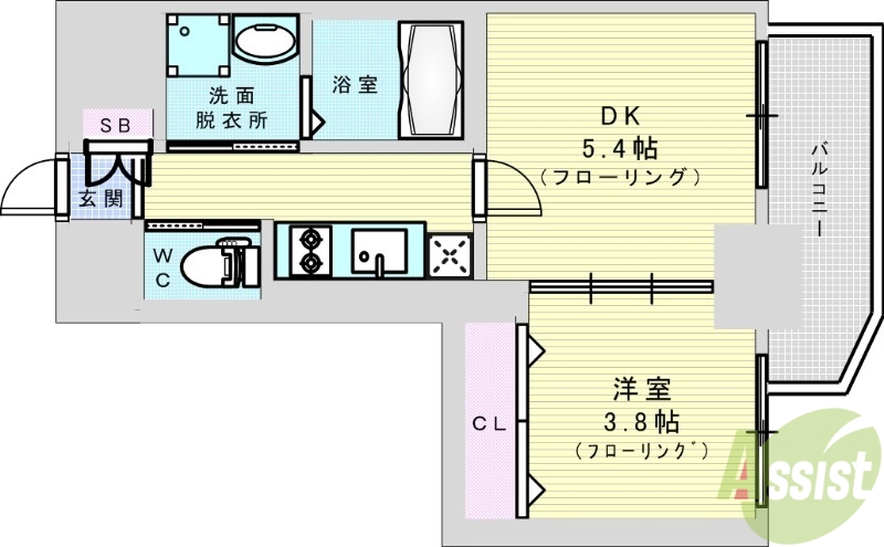 吹田市広芝町のマンションの間取り