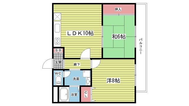 豊中市岡町のマンションの間取り