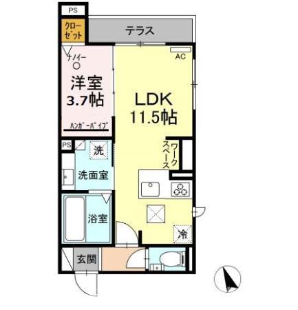 豊橋市柱二番町のアパートの間取り